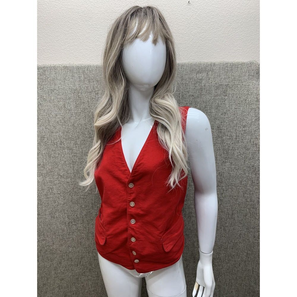 American Vintage Equestrian Vest Western‎ Reversible Womens Red Plaid  S/M